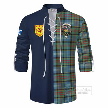 Paisley Tartan Ghillie Kilt Shirt Alba with Scottish Lion Royal Arm Half Style