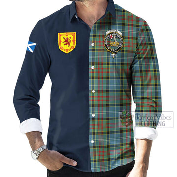 Paisley Tartan Long Sleeve Button Shirt Alba with Scottish Lion Royal Arm Half Style