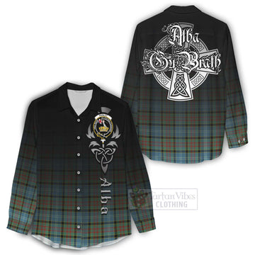 Paisley Tartan Women's Casual Shirt Featuring Alba Gu Brath Family Crest Celtic Inspired