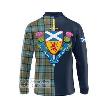 Paisley Tartan Long Sleeve Polo Shirt Alba with Scottish Lion Royal Arm Half Style