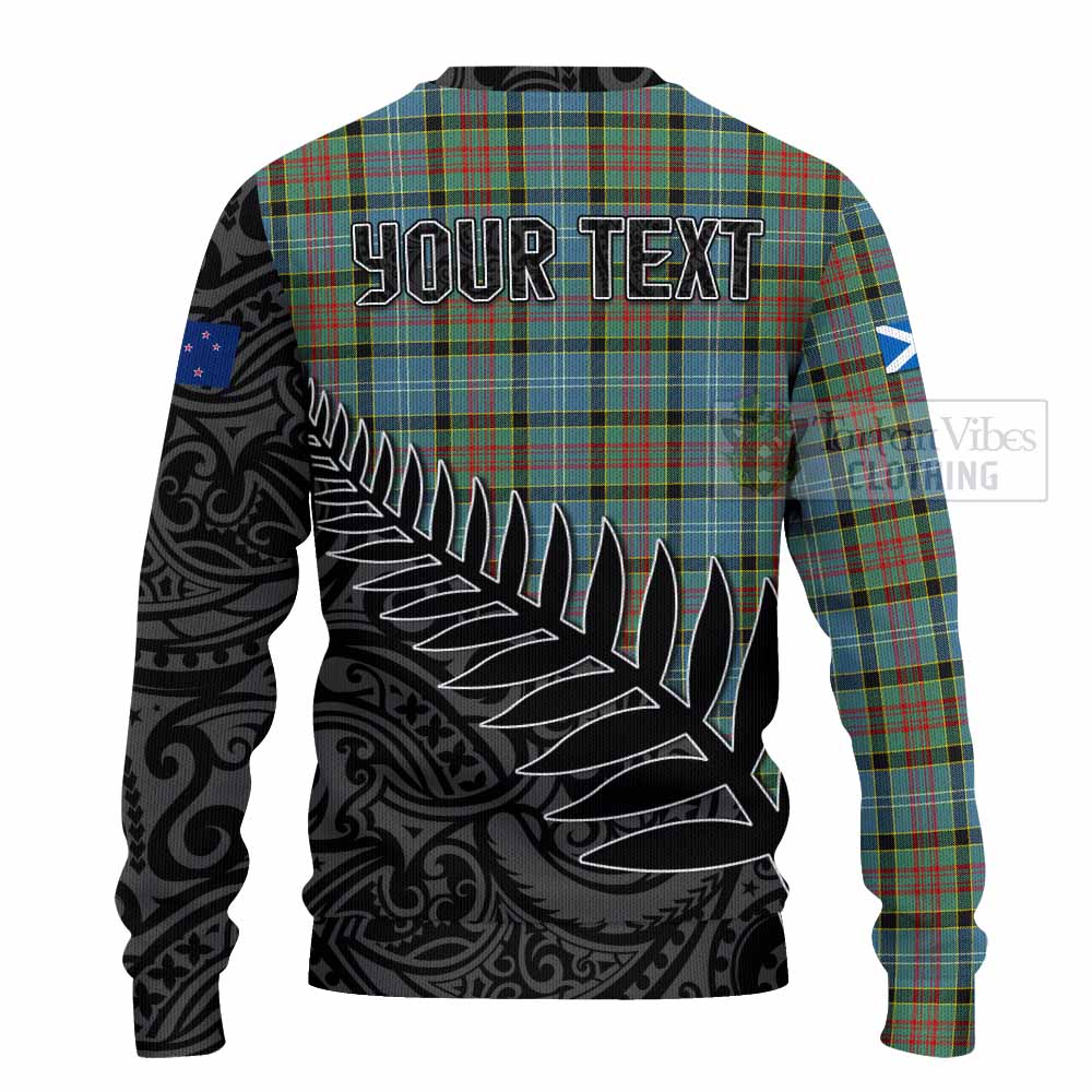 Tartan Vibes Clothing Paisley Crest Tartan Knitted Sweater with New Zealand Silver Fern Half Style