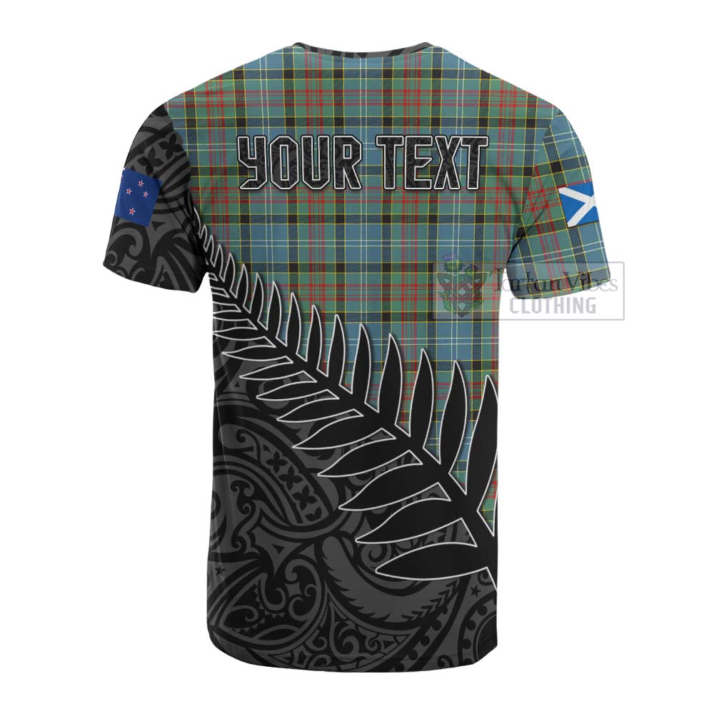 Tartan Vibes Clothing Paisley Crest Tartan Cotton T-shirt with New Zealand Silver Fern Half Style