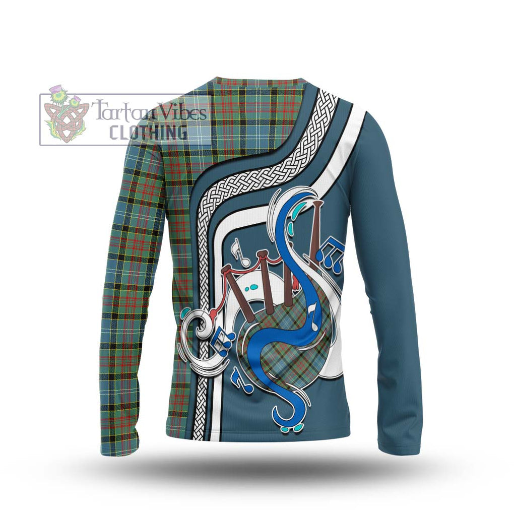 Tartan Vibes Clothing Paisley Tartan Long Sleeve T-Shirt with Epic Bagpipe Style