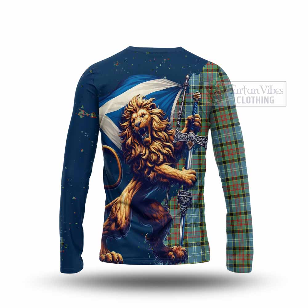 Tartan Vibes Clothing Paisley Tartan Family Crest Long Sleeve T-Shirt with Scottish Majestic Lion