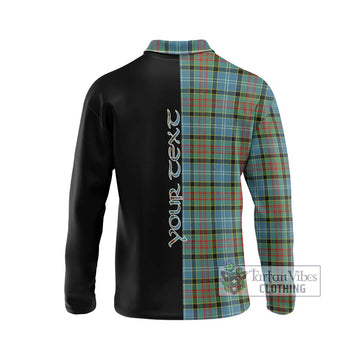 Paisley Tartan Long Sleeve Polo Shirt with Family Crest and Half Of Me Style