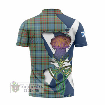 Paisley Tartan Family Crest Zipper Polo Shirt Scottish Thistle Celtic Inspired - Tartan Vibes Clothing