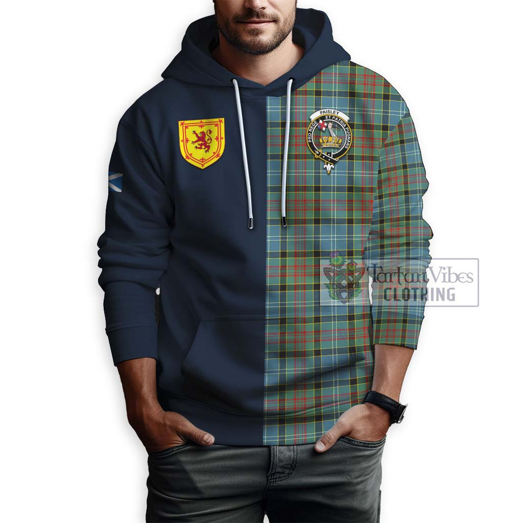 Tartan Vibes Clothing Paisley Tartan Hoodie with Scottish Lion Royal Arm Half Style