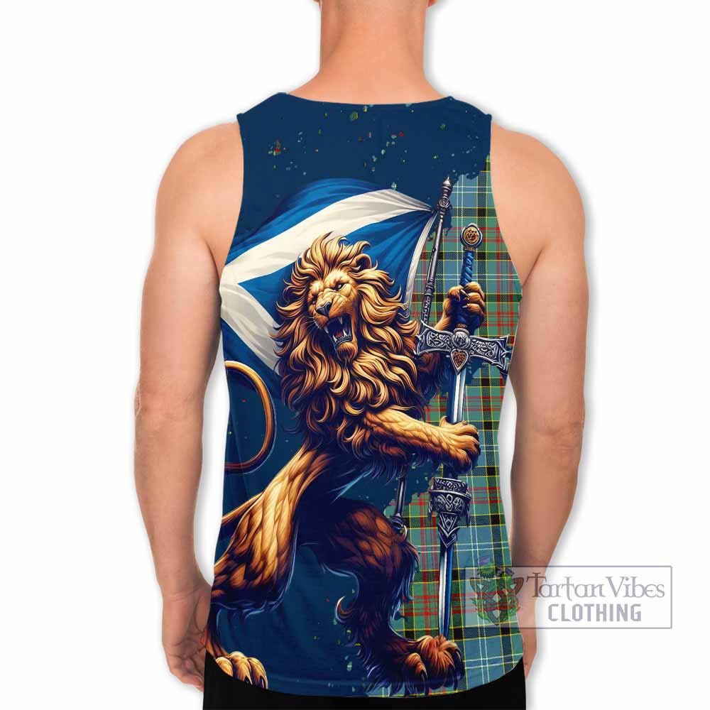 Tartan Vibes Clothing Paisley Tartan Family Crest Men's Tank Top with Scottish Majestic Lion