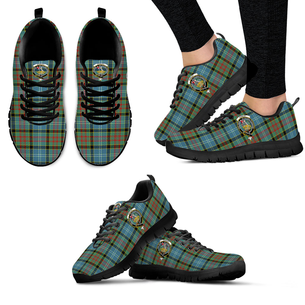 Paisley Tartan Sneakers with Family Crest - Tartan Vibes Clothing