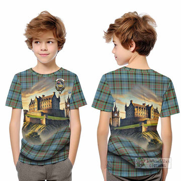 Paisley Tartan Family Crest Kid T-Shirt with Scottish Ancient Castle Style - Tartan Vibes Clothing