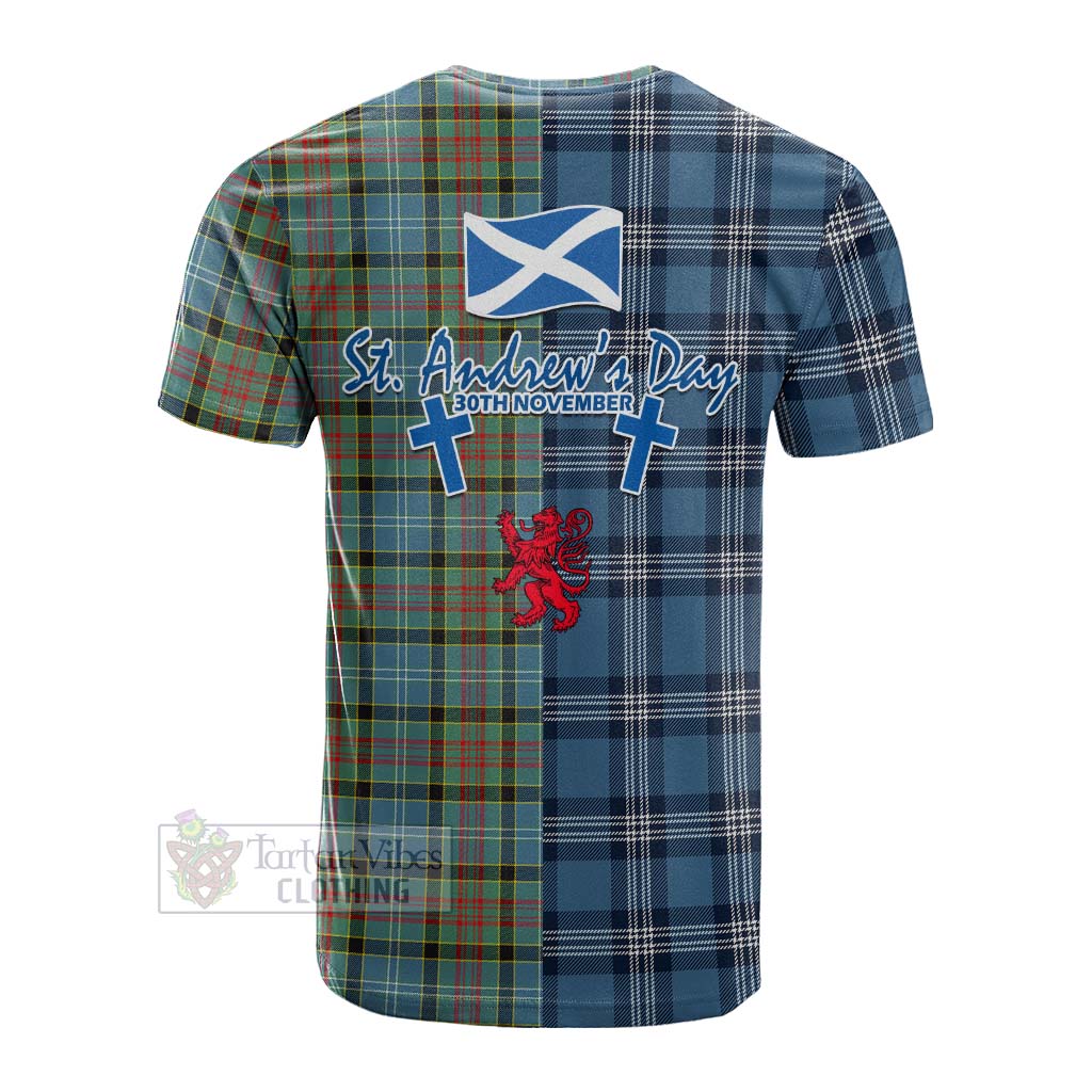 Tartan Vibes Clothing Paisley Tartan Cotton T-shirt Happy St. Andrew's Day Half Tartan Style