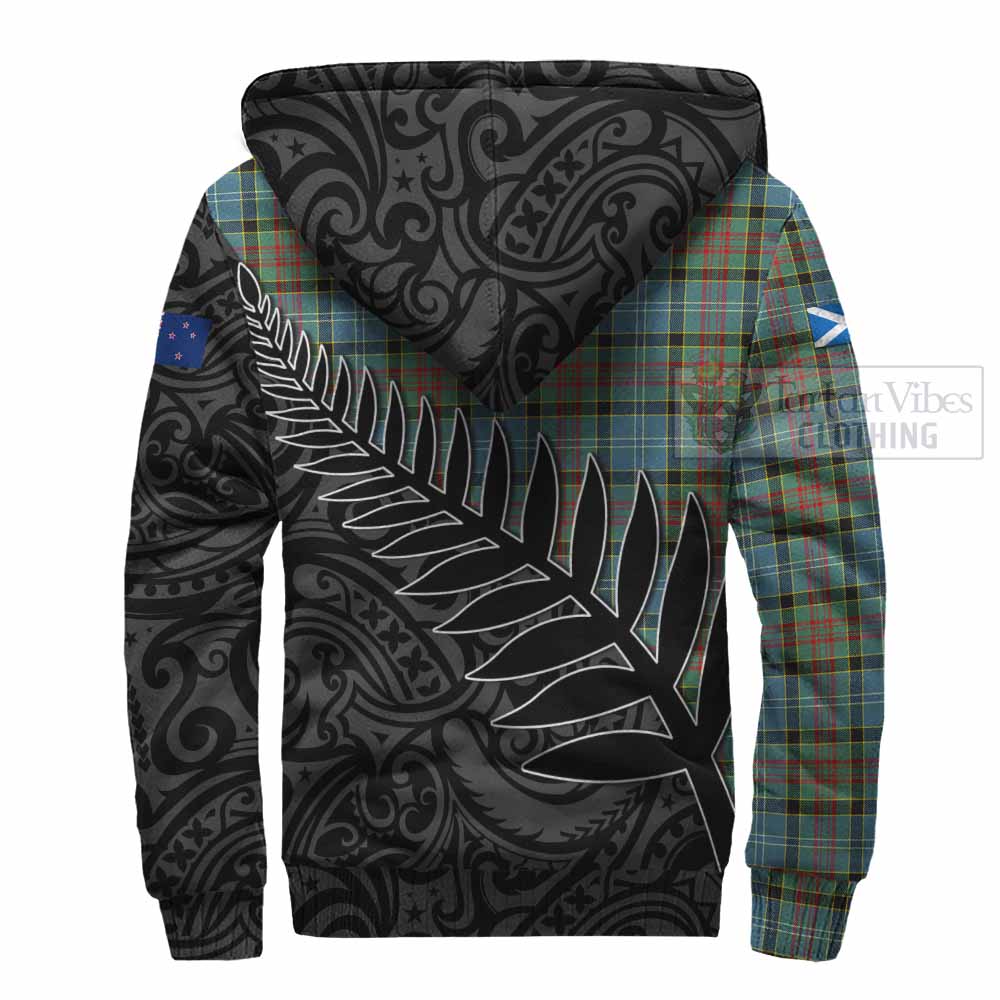 Tartan Vibes Clothing Paisley Crest Tartan Sherpa Hoodie with New Zealand Silver Fern Half Style