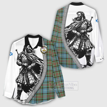 Paisley Tartan Clan Crest Women's Casual Shirt with Highlander Warrior Celtic Style