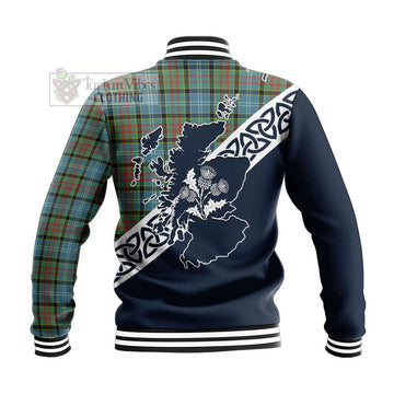 Paisley Tartan Baseball Jacket Featuring Thistle and Scotland Map