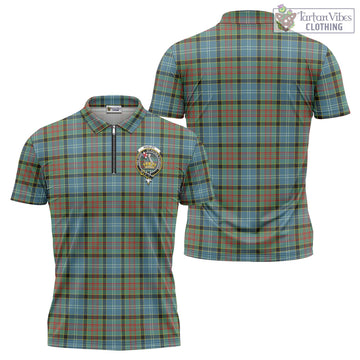 Paisley Tartan Zipper Polo Shirt with Family Crest