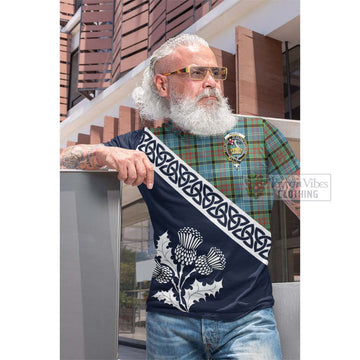 Paisley Tartan Cotton T-shirt Featuring Thistle and Scotland Map