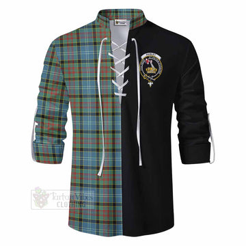 Paisley Tartan Ghillie Kilt Shirt with Family Crest and Half Of Me Style