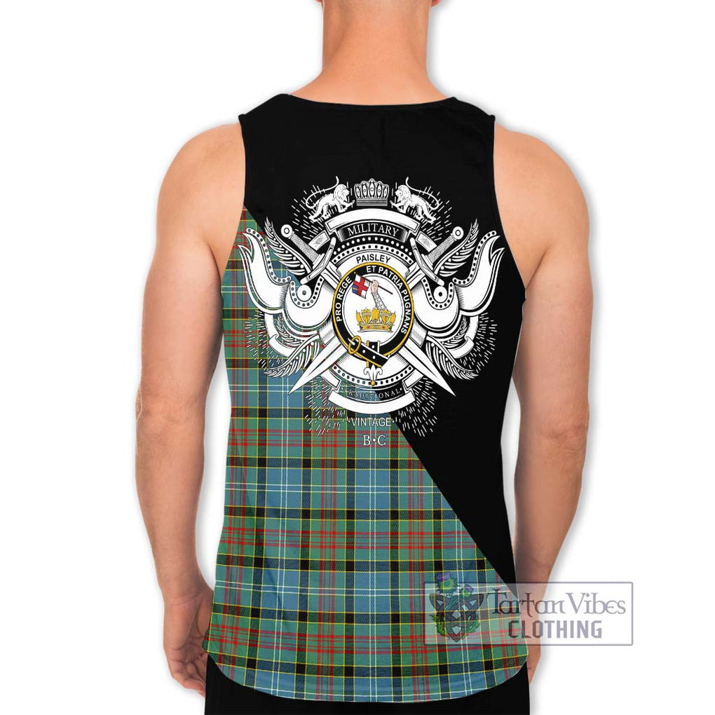 Paisley Tartan Men's Tank Top with Family Crest and Military Logo Style - Tartanvibesclothing Shop