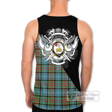 Paisley Tartan Men's Tank Top with Family Crest and Military Logo Style