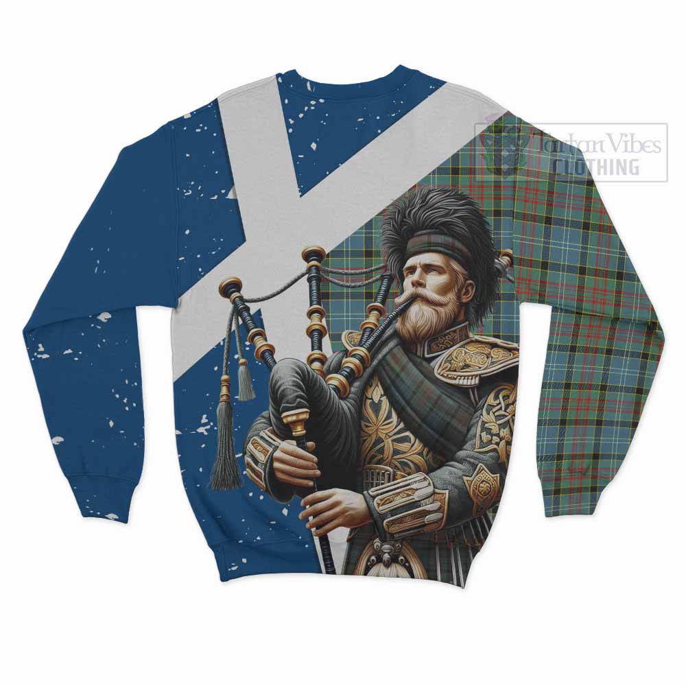 Tartan Vibes Clothing Paisley Tartan Sweatshirt with Family Crest Scottish Bagpiper Vibes