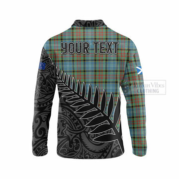 Paisley Crest Tartan Long Sleeve Polo Shirt with New Zealand Silver Fern Half Style