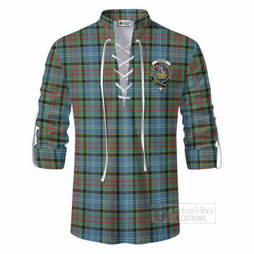 Paisley Tartan Ghillie Kilt Shirt with Family Crest DNA In Me Style