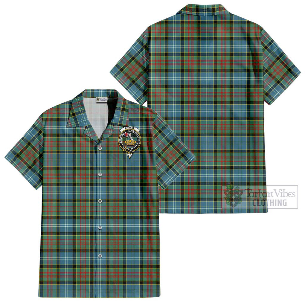 Paisley Tartan Cotton Hawaiian Shirt with Family Crest Kid - Tartan Vibes Clothing