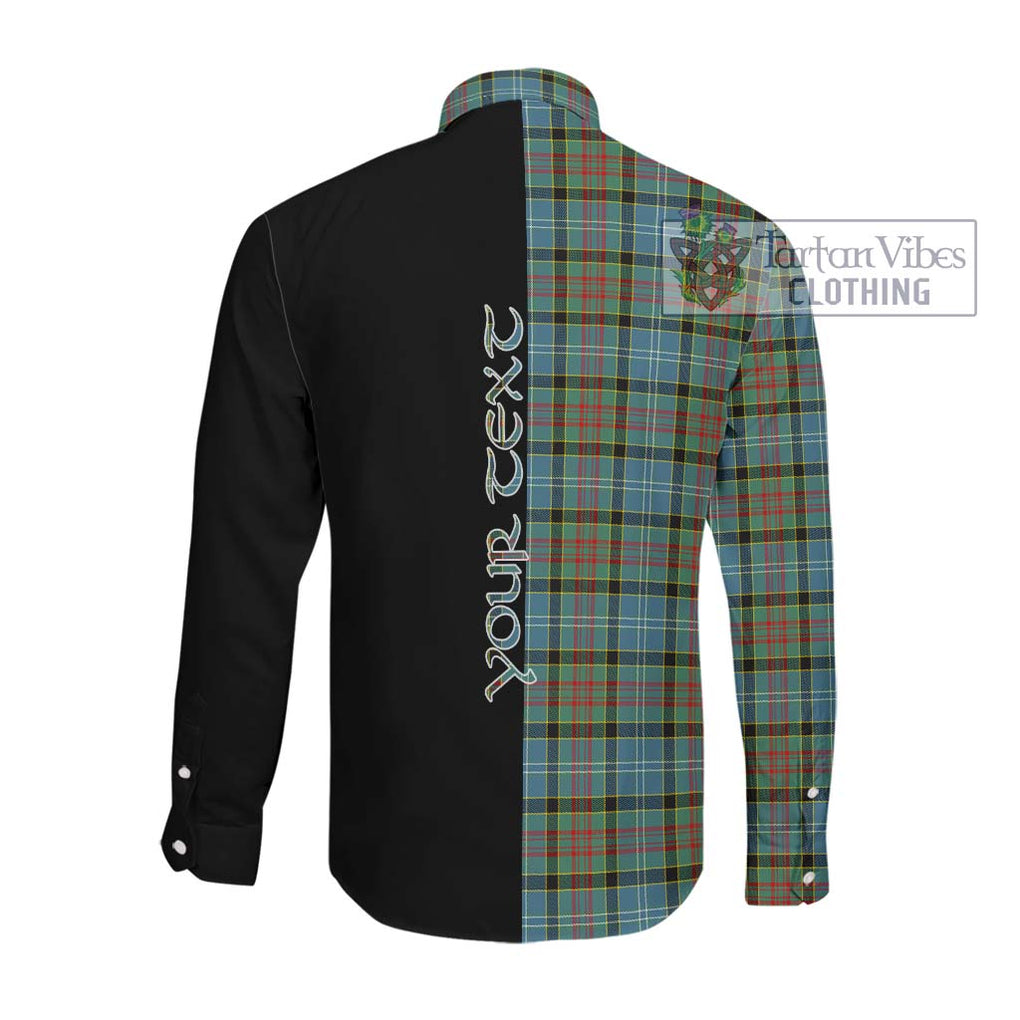 Paisley Tartan Long Sleeve Button Shirt with Family Crest and Half Of Me Style Men's Shirt - Tartanvibesclothing Shop