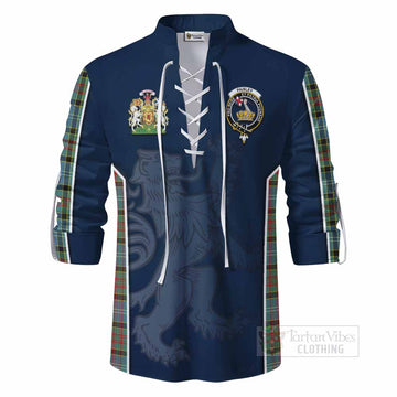 Paisley Tartan Ghillie Kilt Shirt with Family Crest and Lion Rampant Vibes Sport Style