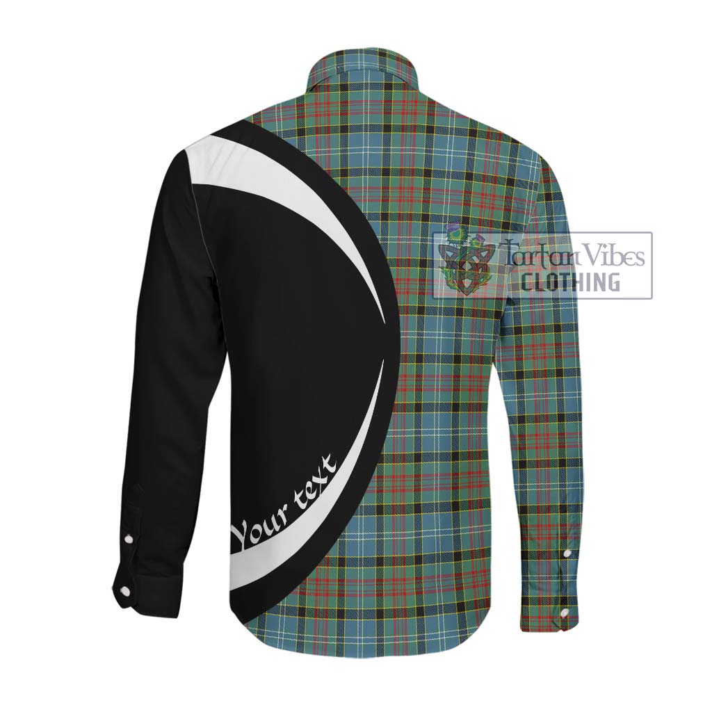 Paisley Tartan Long Sleeve Button Up with Family Crest Circle Style Men's Shirt - Tartan Vibes Clothing