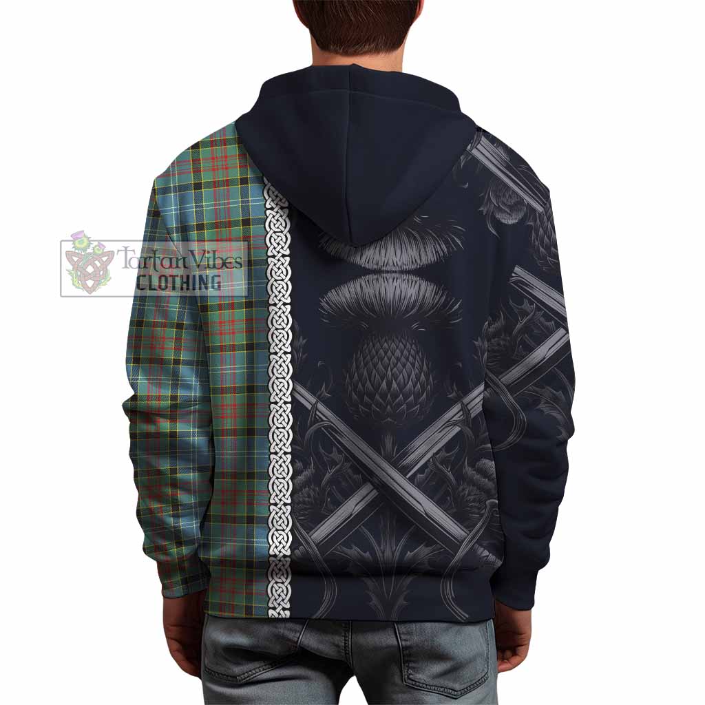 Paisley Tartan Hoodie with Family Crest Cross Sword Thistle Celtic Vibes - Tartan Vibes Clothing