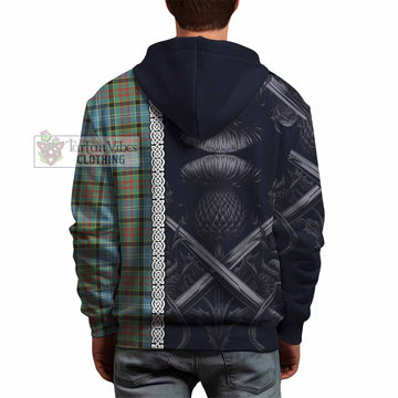 Paisley Tartan Hoodie with Family Crest Cross Sword Thistle Celtic Vibes