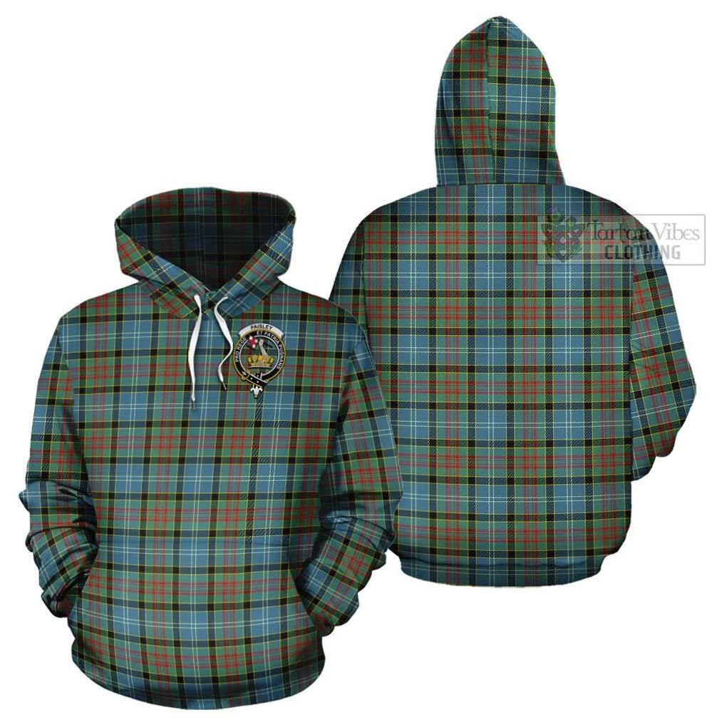 Paisley Tartan Cotton Hoodie with Family Crest Pullover Hoodie - Tartan Vibes Clothing