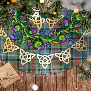 Paisley Tartan Christmas Tree Skirt with Thistle Celtic Knot Style