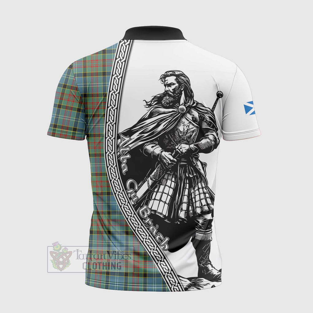 Tartan Vibes Clothing Paisley Tartan Clan Crest Zipper Polo Shirt with Highlander Warrior Celtic Style