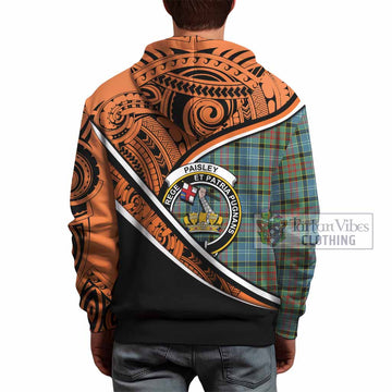 Paisley Crest Tartan Hoodie with Polynesian Vibes Style - Orange Version