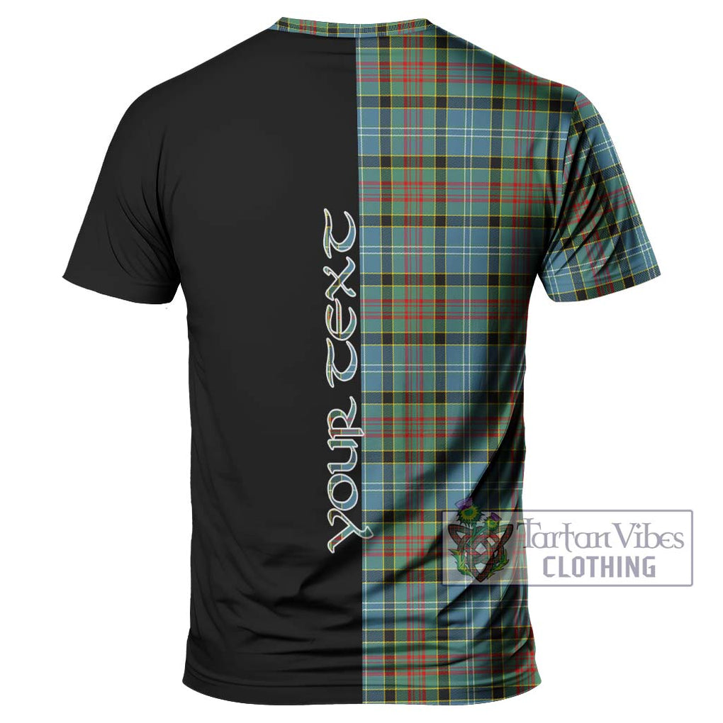 Paisley Tartan T-Shirt with Family Crest and Half Of Me Style - Tartanvibesclothing Shop