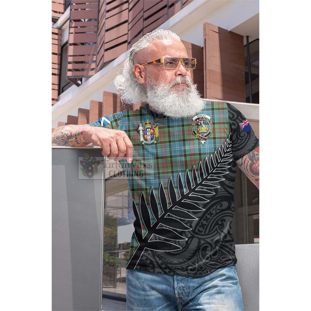 Tartan Vibes Clothing Paisley Crest Tartan Cotton T-shirt with New Zealand Silver Fern Half Style