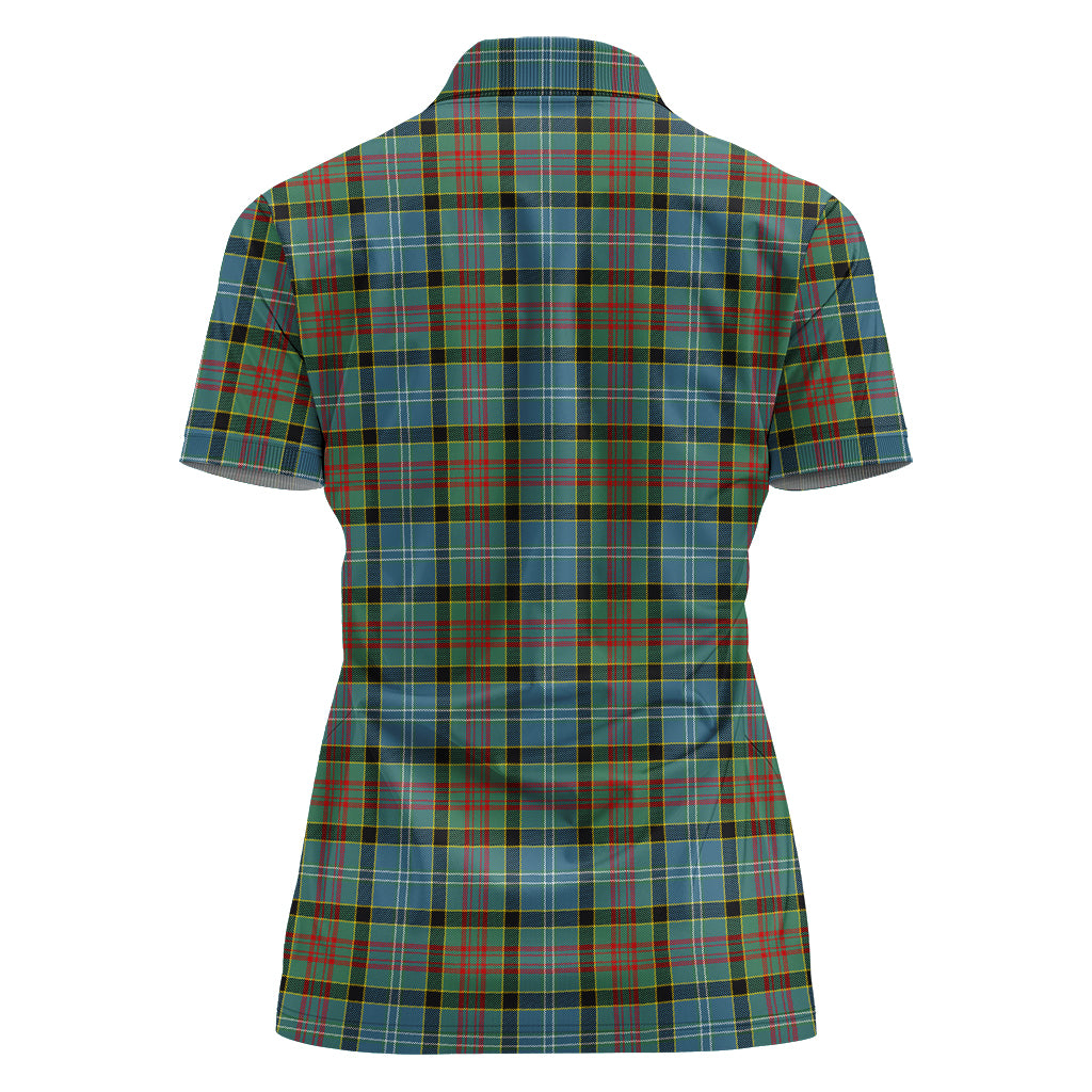 Paisley Tartan Polo Shirt with Family Crest For Women - Tartan Vibes Clothing