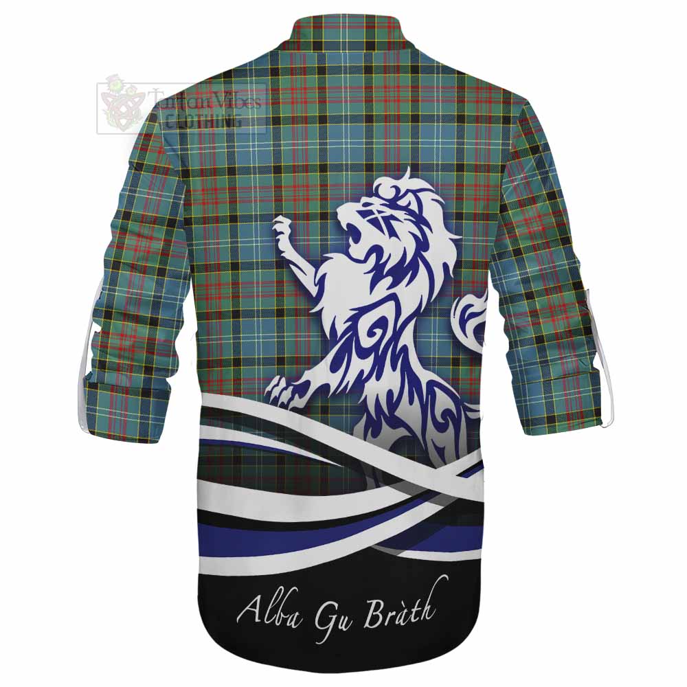 Tartan Vibes Clothing Paisley Tartan Ghillie Kilt Shirt with Alba Gu Brath Regal Lion Emblem