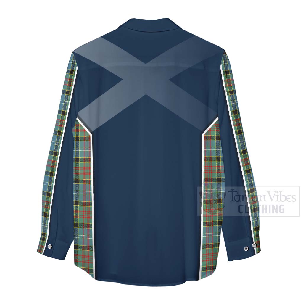 Tartan Vibes Clothing Paisley Tartan Women's Casual Shirt with Family Crest and Scottish Thistle Vibes Sport Style