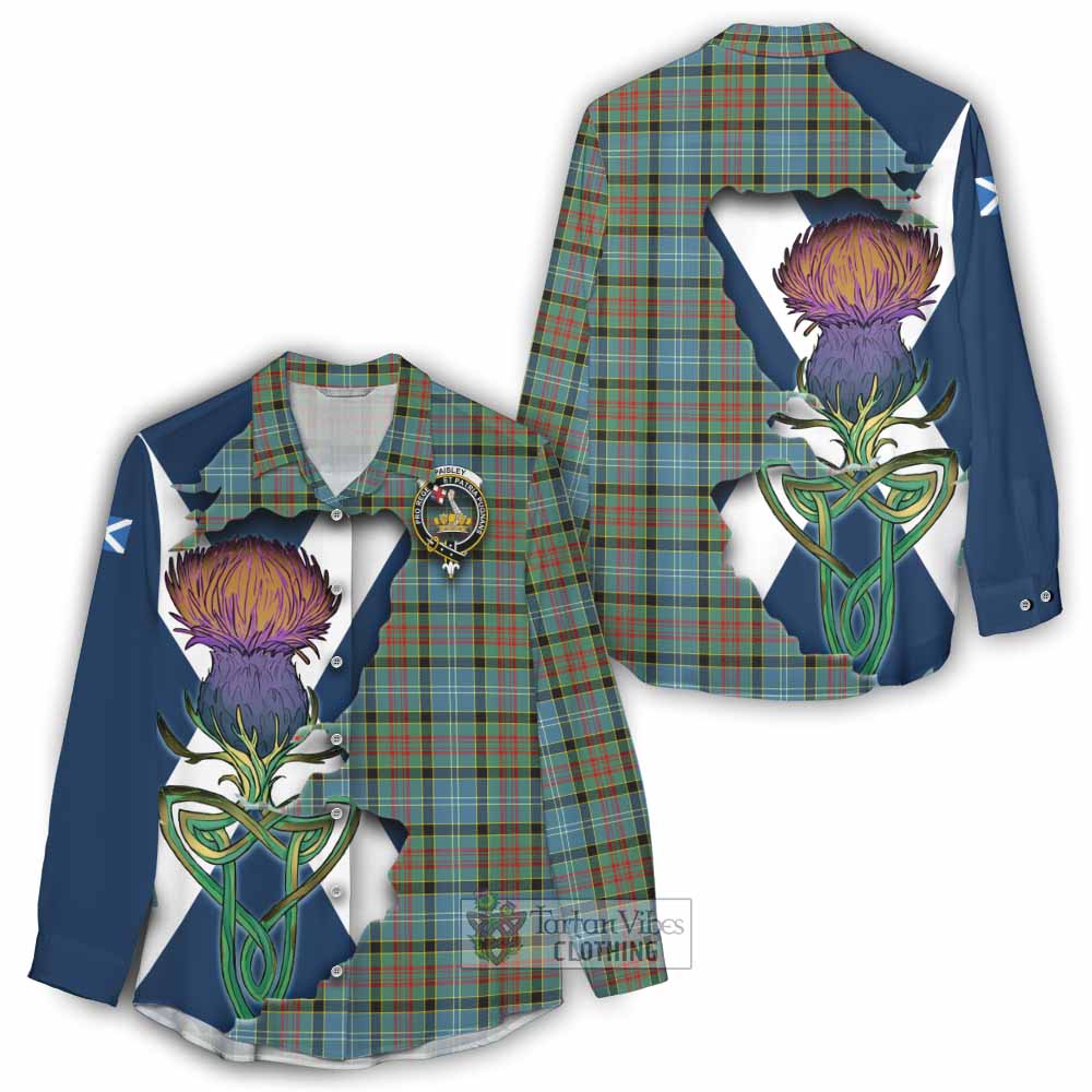 Paisley Tartan Family Crest Women's Casual Shirt Scottish Thistle Celtic Inspired - Tartan Vibes Clothing