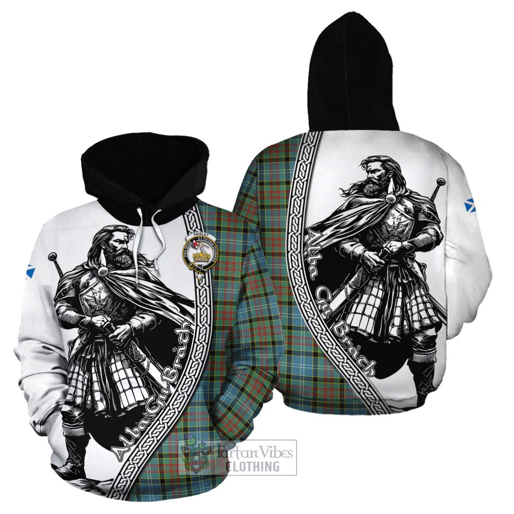 Tartan Vibes Clothing Paisley Tartan Clan Crest Cotton Hoodie with Highlander Warrior Celtic Style