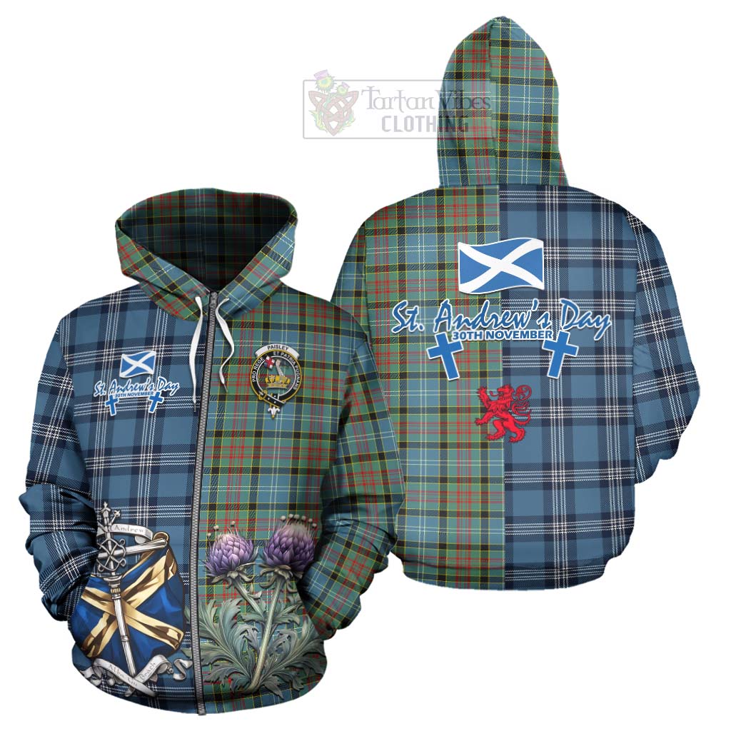 Tartan Vibes Clothing Paisley Tartan Hoodie Happy St. Andrew's Day Half Tartan Style