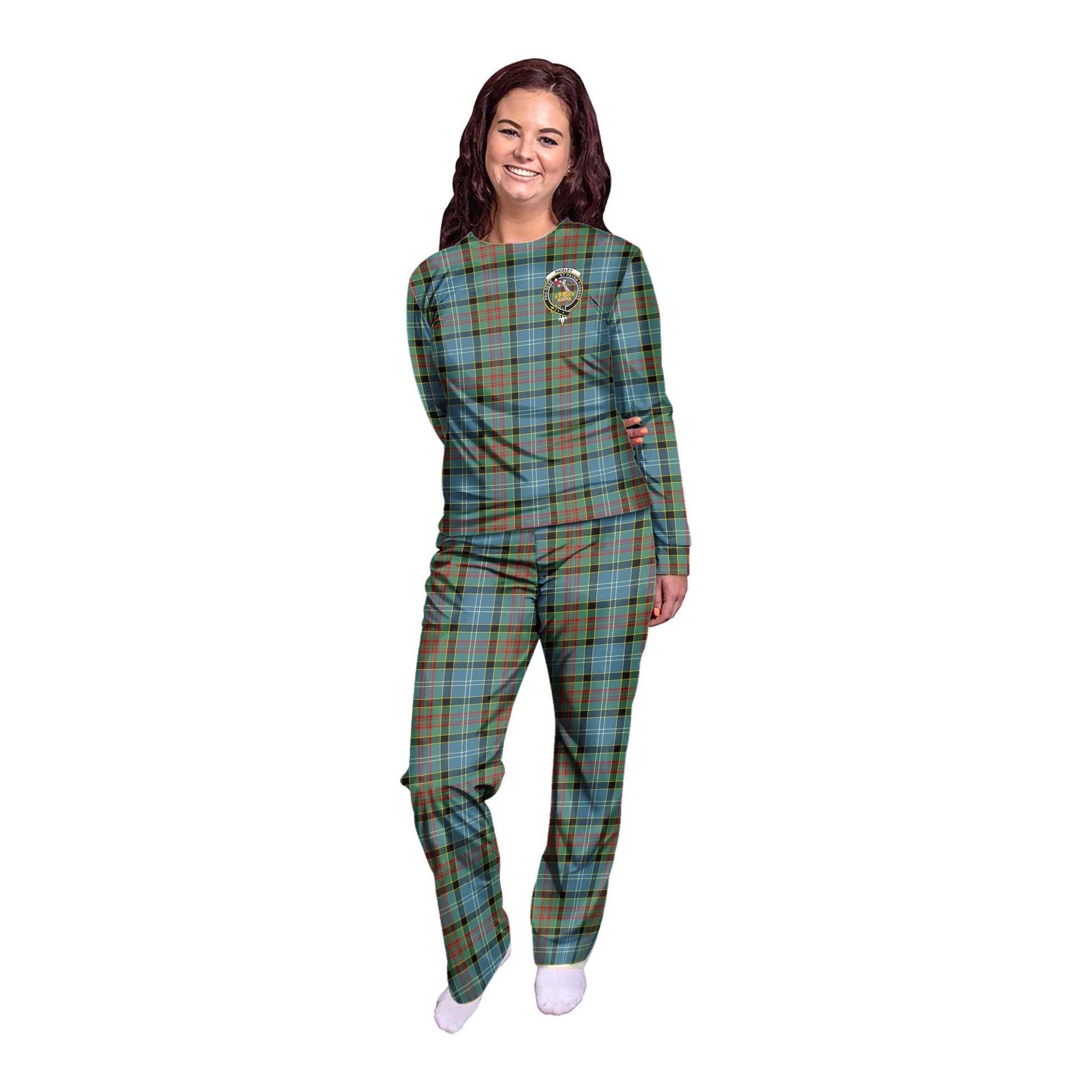 Paisley Tartan Pajamas Family Set with Family Crest - Tartanvibesclothing