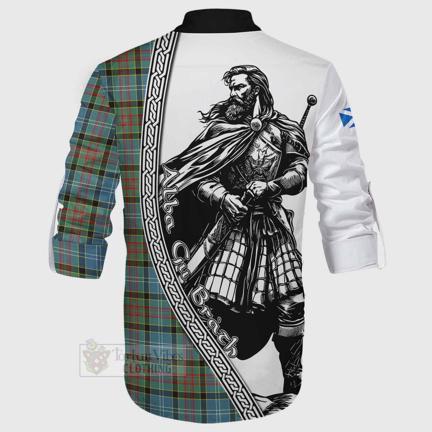 Tartan Vibes Clothing Paisley Tartan Clan Crest Ghillie Kilt Shirt with Highlander Warrior Celtic Style