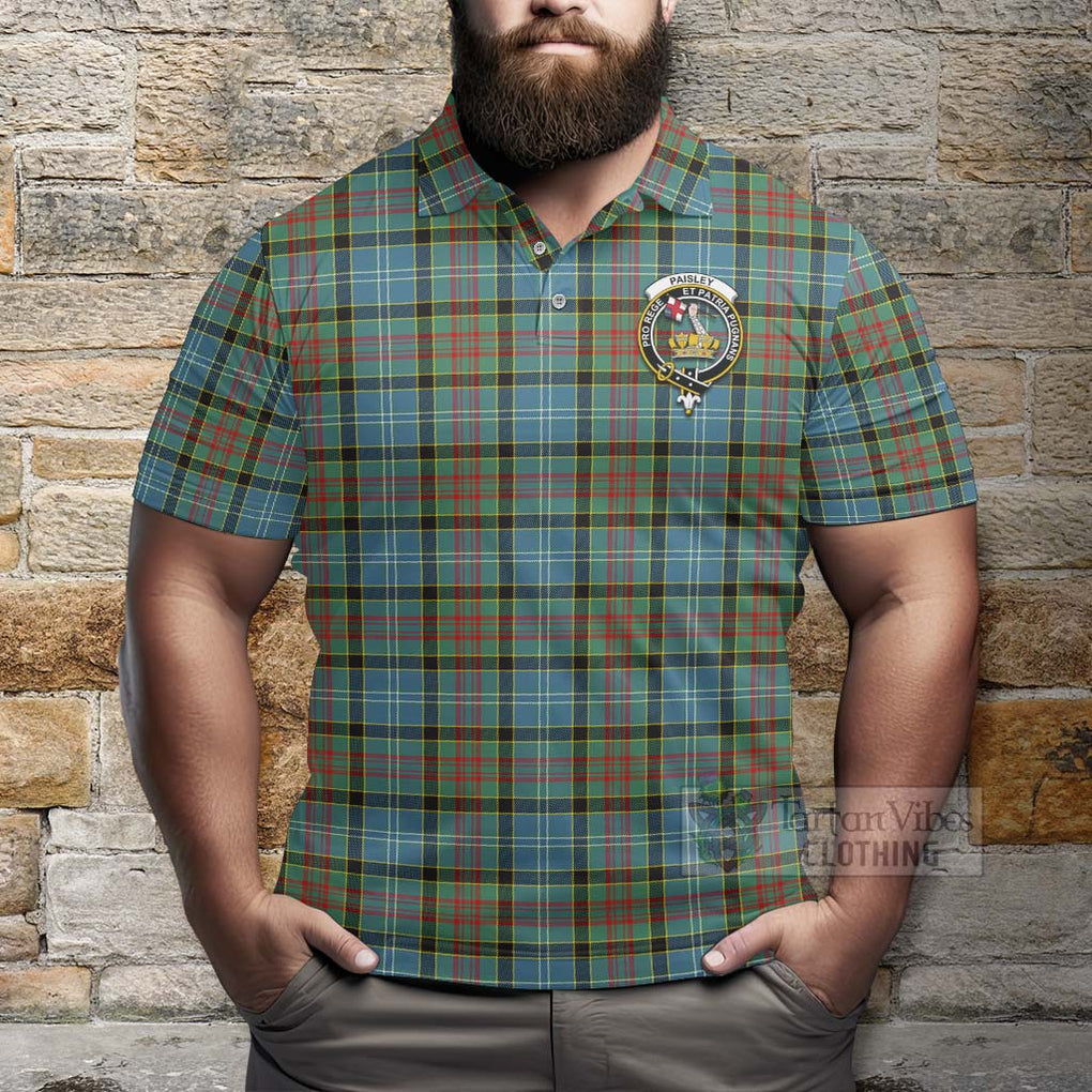 Tartan Vibes Clothing Paisley Tartan Polo Shirt with Family Crest and Bearded Skull Holding Bottles of Whiskey