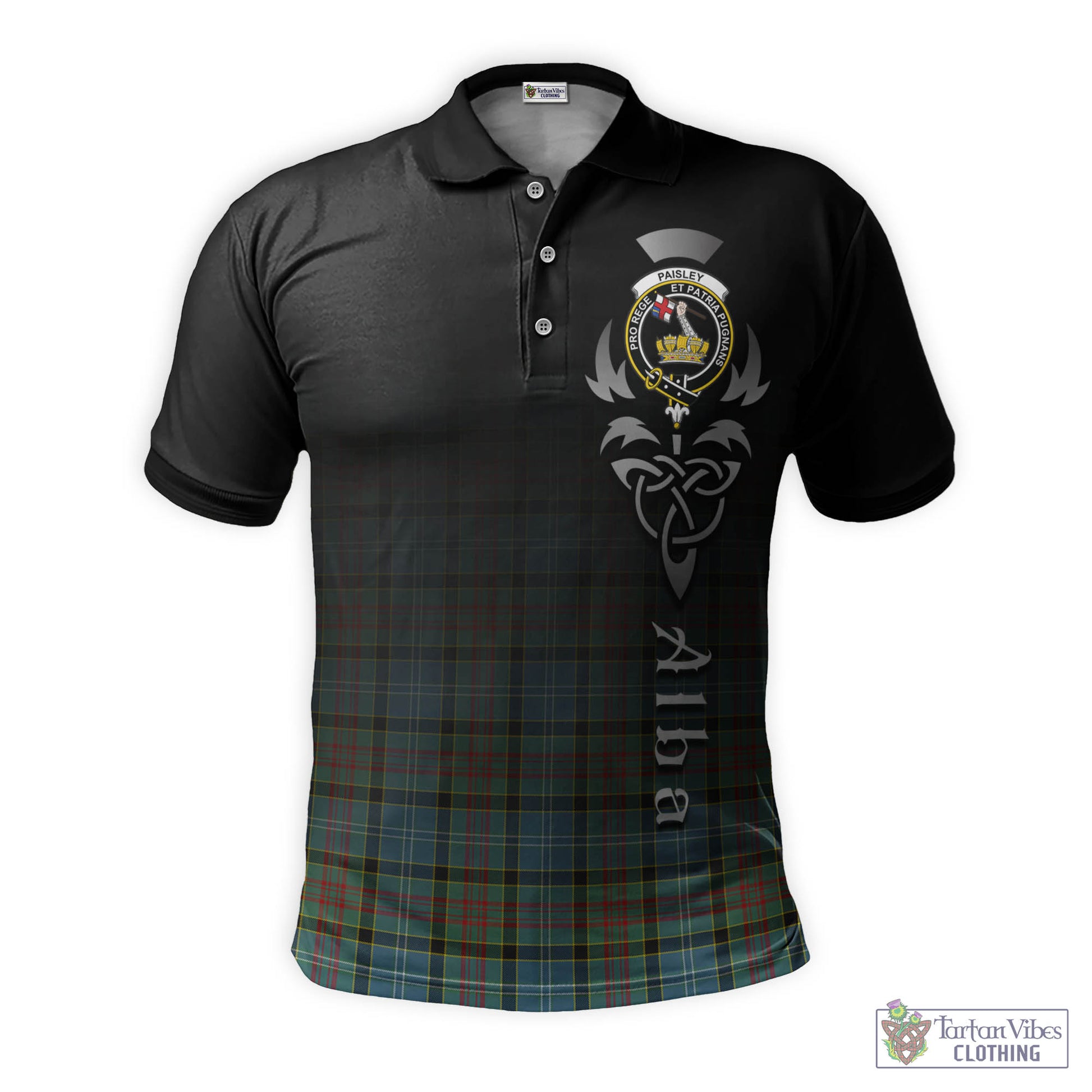 Tartan Vibes Clothing Paisley Tartan Polo Shirt Featuring Alba Gu Brath Family Crest Celtic Inspired