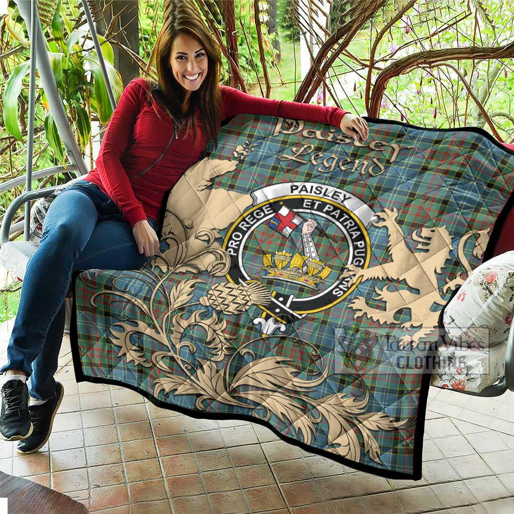 Tartan Vibes Clothing Paisley Tartan Quilt with Family Crest and Scottish Symbol Style