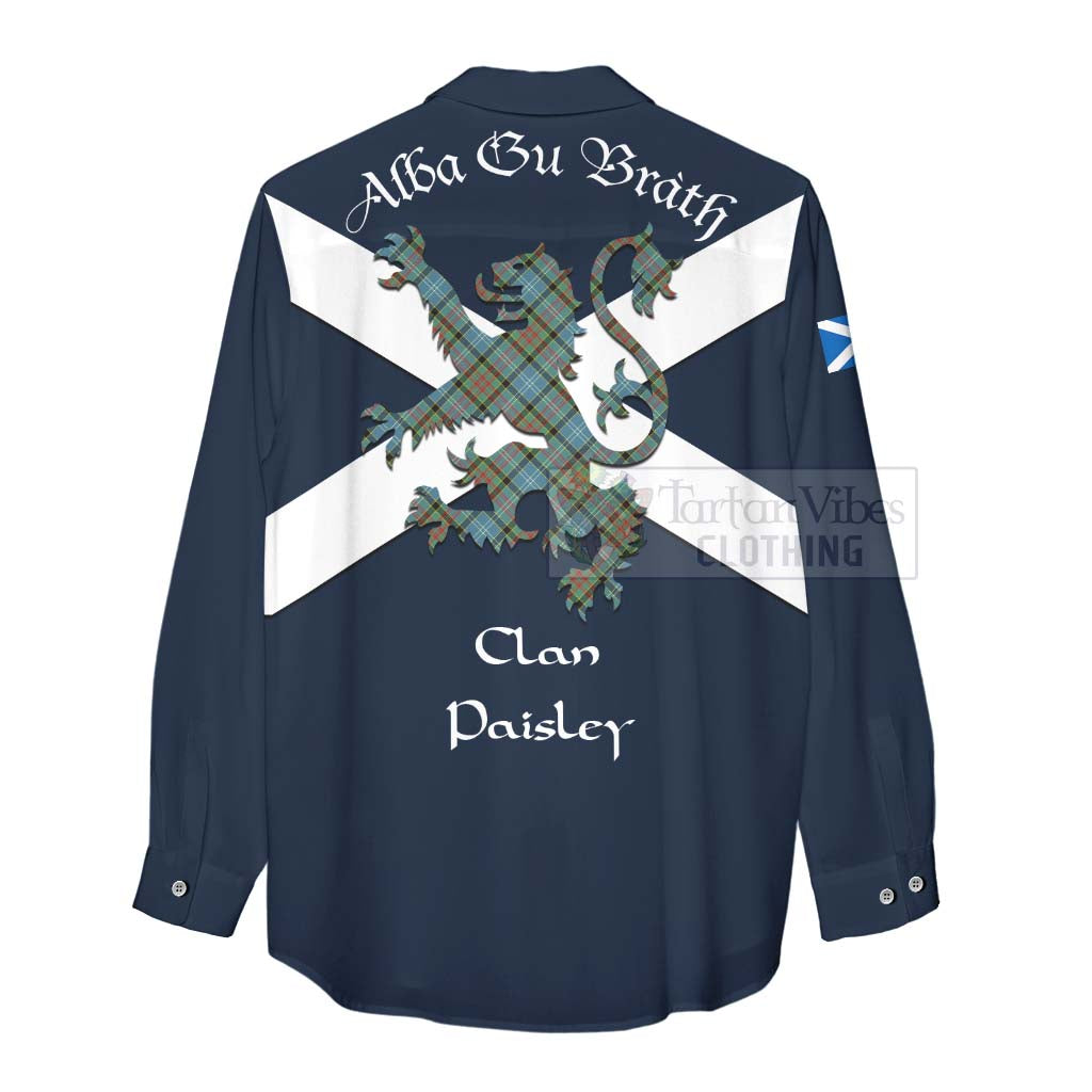 Tartan Vibes Clothing Paisley Tartan Lion Rampant Women's Casual Shirt Proudly Display Your Heritage with Alba Gu Brath and Clan Name